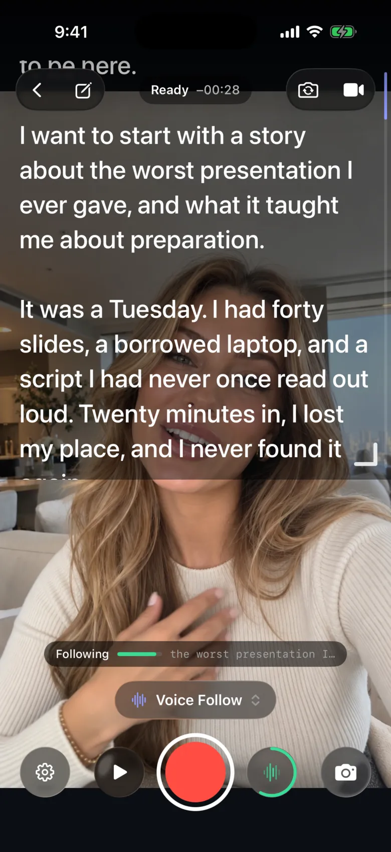 Teleprompter: Voice Follow on iPhone