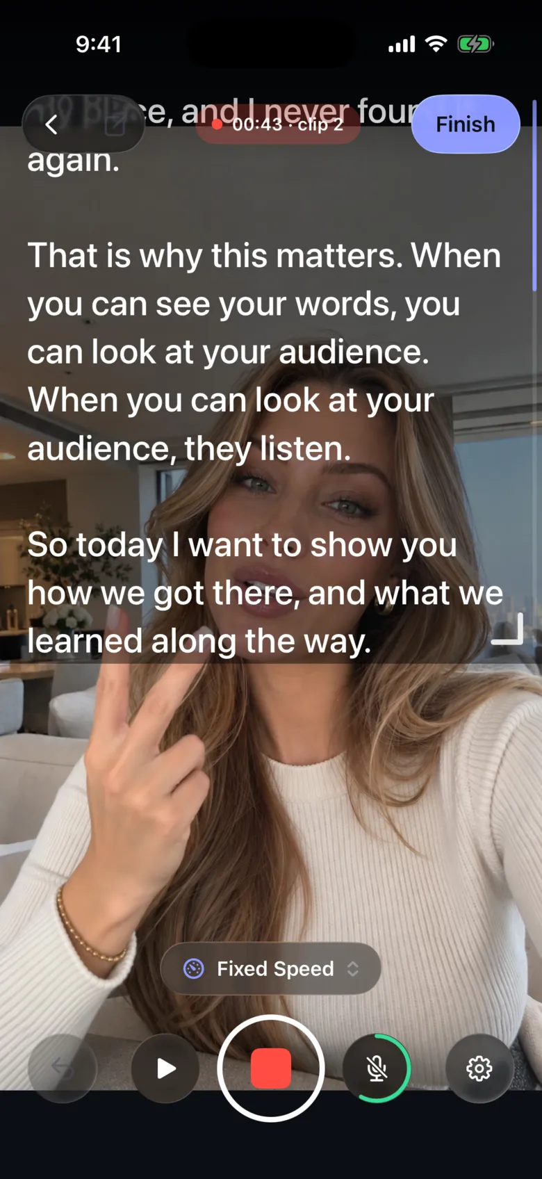 Teleprompter: Voice Follow: Record over the script